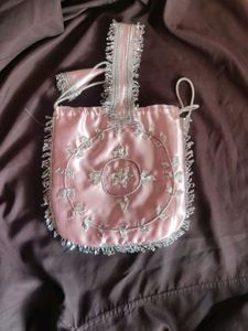 Pink Potli Bag with Mirror Work