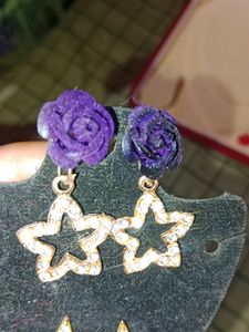 Rose &amp; Star Drop Earrings