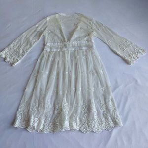 Boho White Lace Kimono Dress 🎀✨️