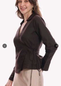 Women's Brown Wrap Top