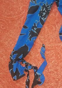 Blue Floral Print Long Sleeve Top