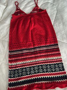 Red Patterned Slip Dress