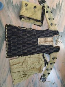 Elegant Black & Gold Kurta Set with Dupatta