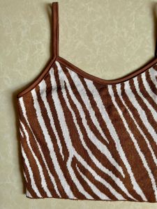 Brown &amp; White Zebra Print Crop Top
