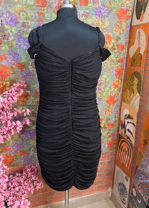 Elegant Black Ruched Off-Shoulder Dress