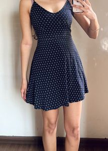 Chic Navy Polka Dot Mini Dress
