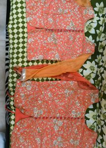 Embroidered Orange Ethnic Wear Set