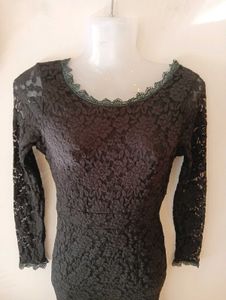 Korean Black Lace Mermaid Midi Dress