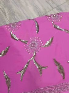 Vibrant Pink Sequined Saree