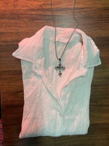 Crinkle Texture Button-Up Shirt