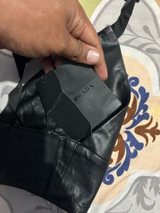 Prada Black Leather Bralette Top