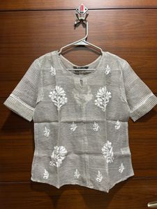 Embroidered Sheer Kurta Top