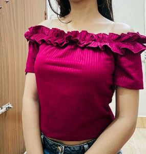 ✨Combo Offer: Chic Ruffle Crop Top + Pink Shorts
