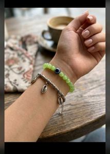 Shell Charm and Beaded Bracelet Set
