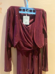 Burgundy Sparkly Party Dress