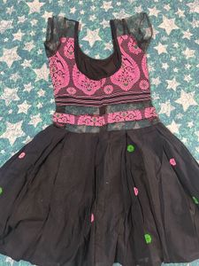 Stylish Pink &amp; Black Embroidered dress