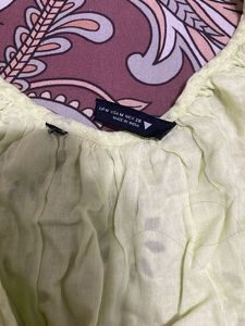 zara yellowish green wrap mini dress