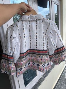 Boho Print Cropped Blouse