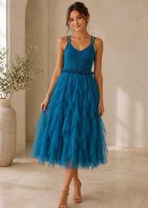 Teal Blue Ruffled Dress 👗