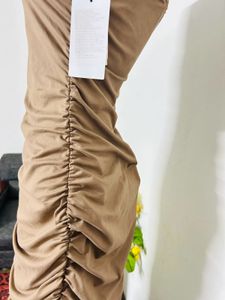 Brown Ruched Bodycon Maxi Dress