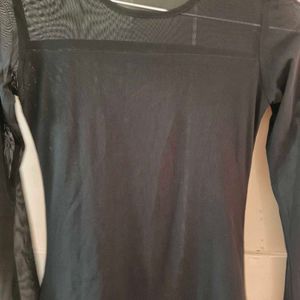 Chic Black Sheer Long Sleeve Top