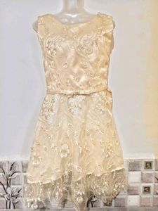 Elegant Lace Overlay Midi Dress