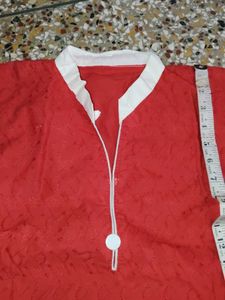 Vibrant Red Cotton Kurta