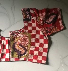 GentlyUsed Unique Red&amp;White Printed Blouse-36"Bust