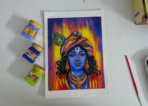 Handmade Krishna Painting On sheet Gsm 300