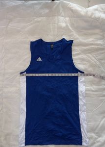 Adidas Blue V-Neck Sleeveless T-Shirt