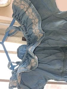 Chic Blue Denim Off-Shoulder Dress
