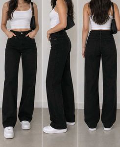 High Waisted Wide Leg Black Jeans