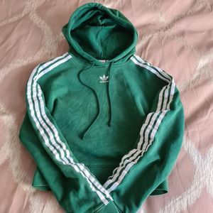 Green Adidas Cropped Hoodie