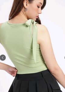Cute Ruched Tie-Strap Tank Top &amp; Pleated Skirt Set