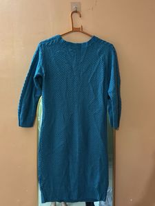 Teal Knit Sweater Dress
