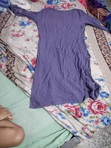 Purple Kurta with White Embroidery