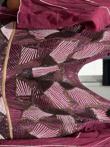 Elegant Maroon &amp; Gold Gown