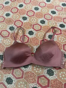 Comfortable Pink Lace Trim Bra