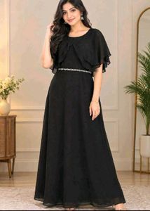 one time used Elegant Black Midi Dress