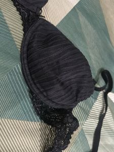 Black Lace Trim Padded Bra