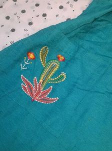 Teal Embroidered Casual Dress