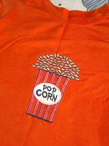 Cute Orange Popcorn Graphic Tee 🧡