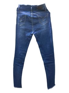 Blue Denim Jeans with Raw Hem