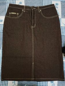 Dark Brown Midi Skirt, Old Money Aesthetic Skirt
