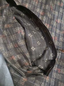 Brown Printed soft cotton saree