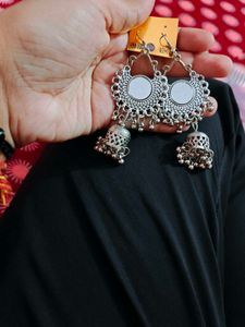 oxidised silver jhumka
