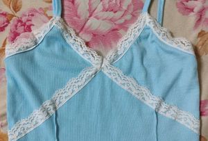 Baby Blue Lace Trim Bralette top.