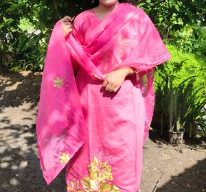 Vibrant Pink Embroidered Kurta Set