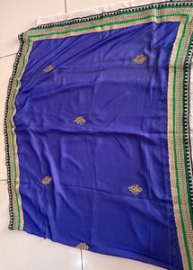 Royal Blue Embellished Saree