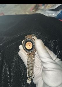 Elegant Two-Tone Beaded Watch